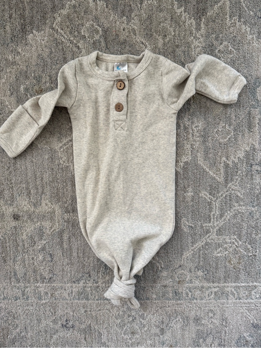 Little One Shop - Neutral Knotted Baby One-Piece Gown 0-3 Months